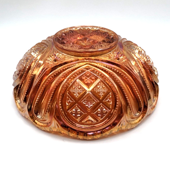 Imperial Carnival Glass Bowl Rubigold Marigold #438 Scalloped Sawtooth Vintage - Picture 11 of 12